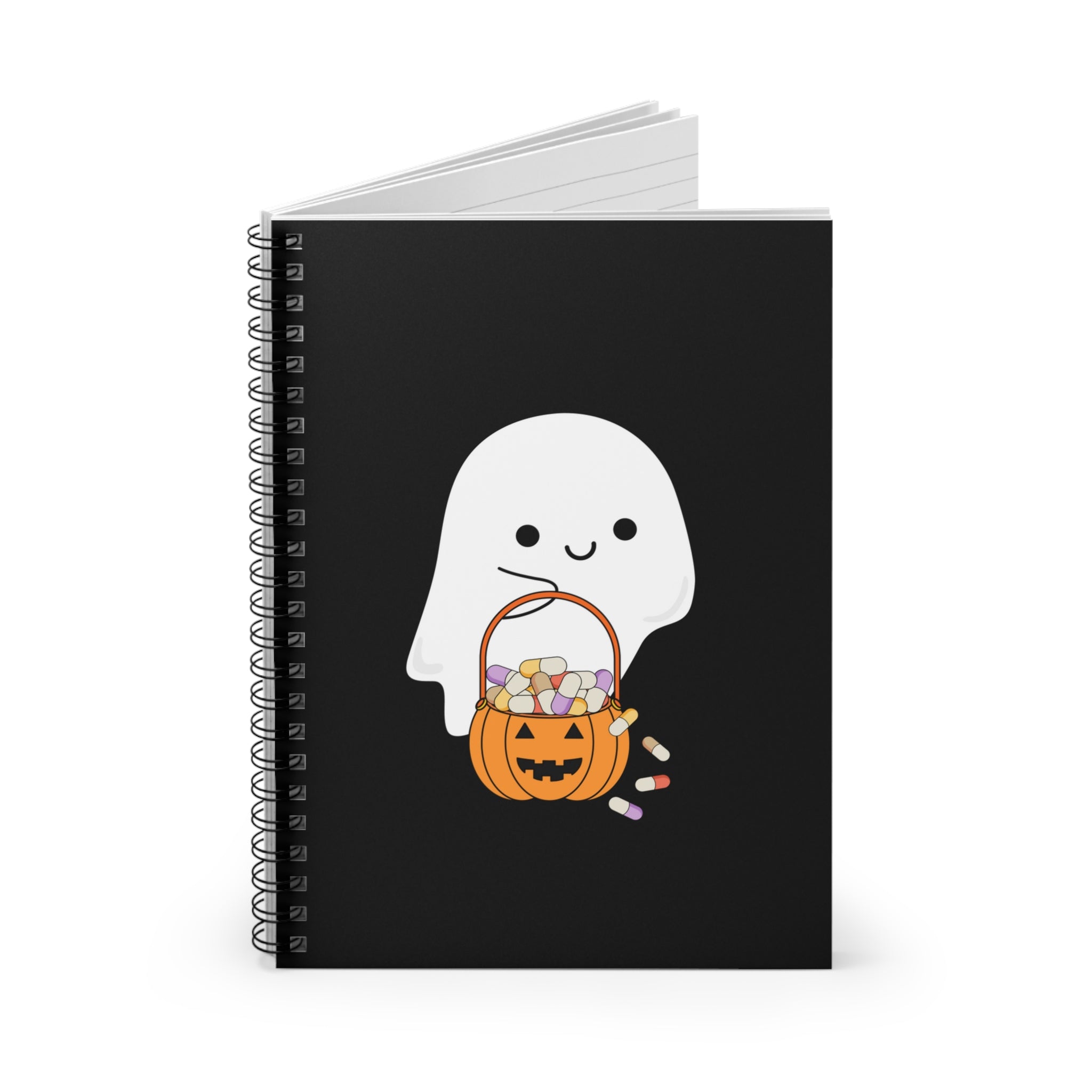 Ghost Trick or Treat Notebook- Black