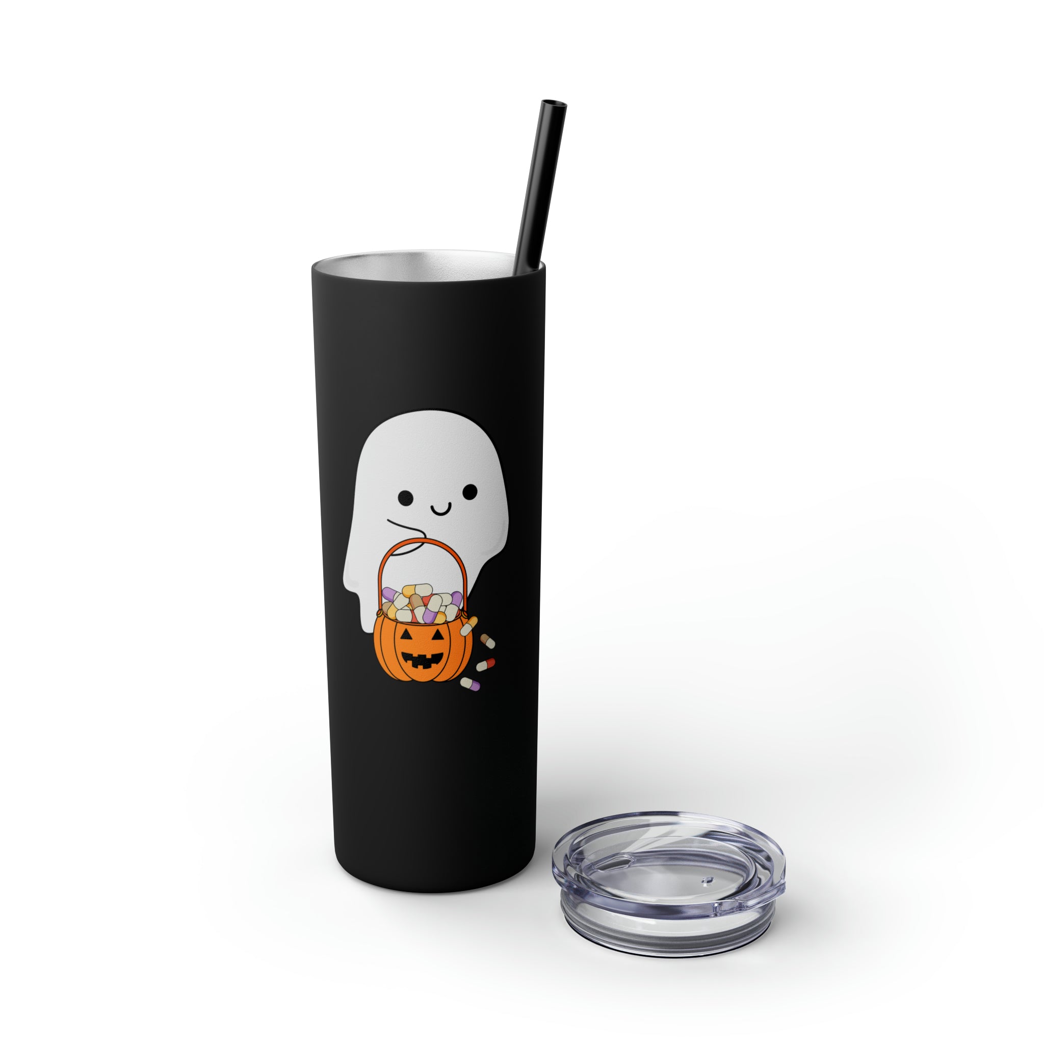 Ghost Trick or Treat Skinny Tumbler with Straw, 20oz