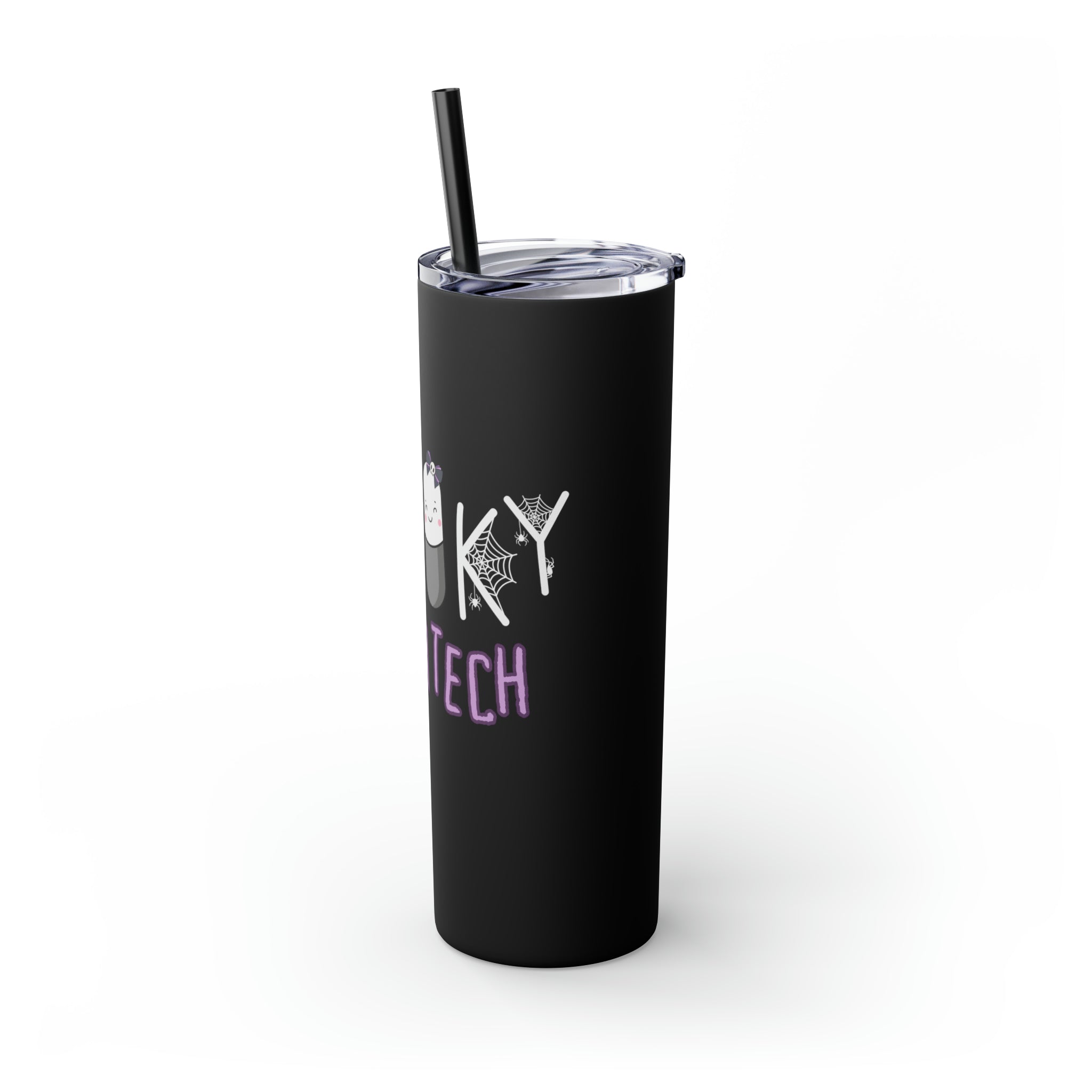 Spooky Pharm Tech "Spider Webs" Skinny Tumbler with Straw, 20oz