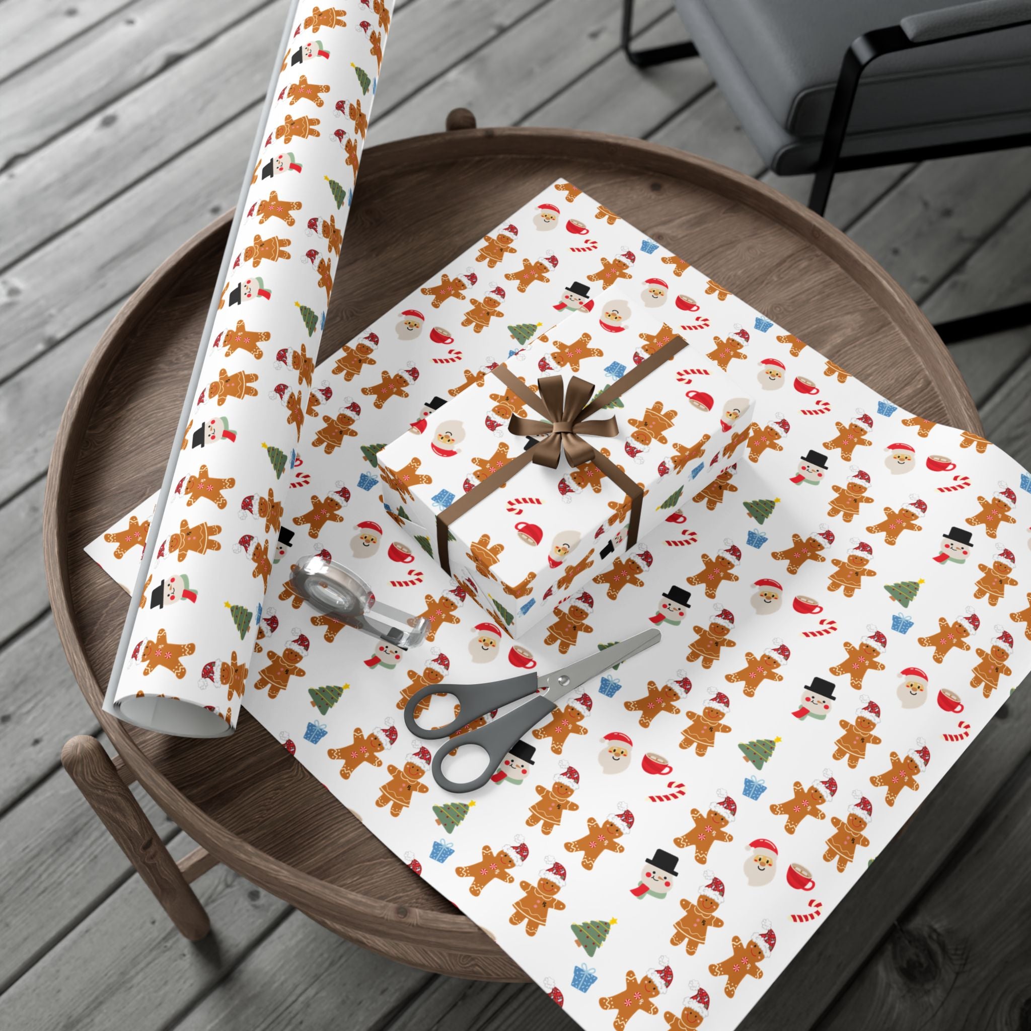 Gingerbread Gift Wrap Paper — Modern Christmas Pattern