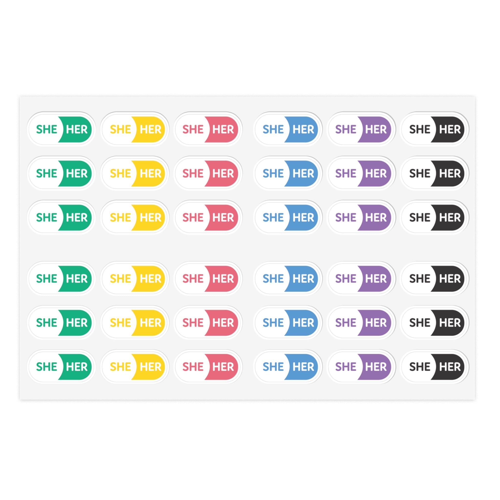 She/Her Pronoun Stickers for Badge - Pharmacy Pills - Sticker Sheet