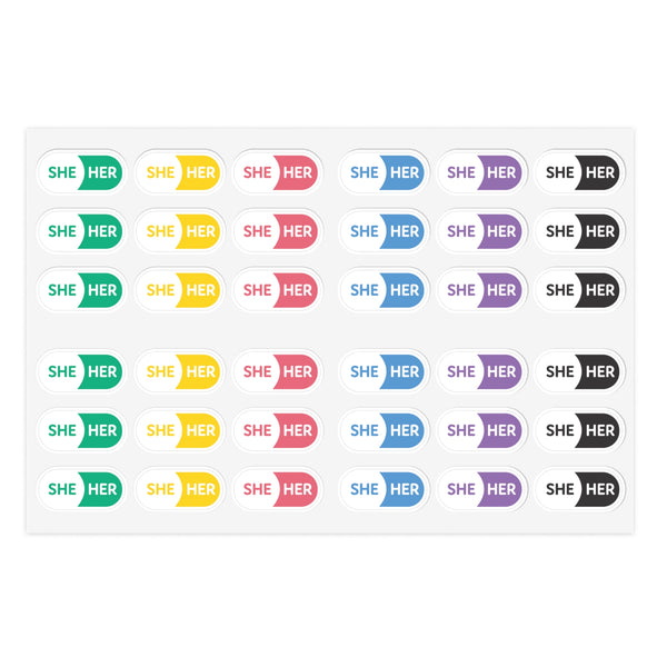 She/Her Pronoun Stickers for Badge - Pharmacy Pills - Sticker Sheet