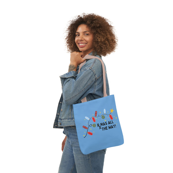 Rxmas all the way! - Polyester Canvas Tote Bag (Blue)