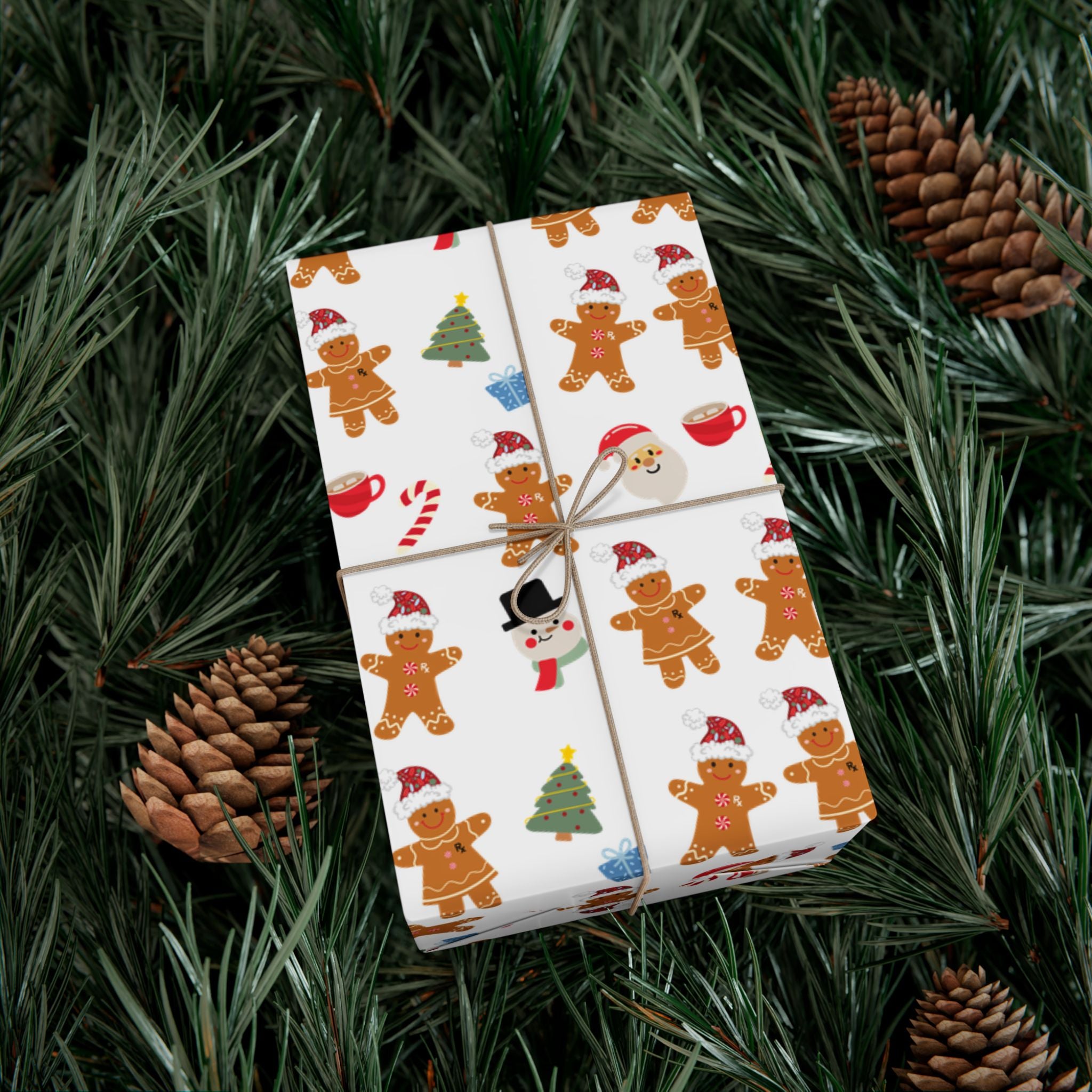 Gingerbread Gift Wrap Paper — Modern Christmas Pattern