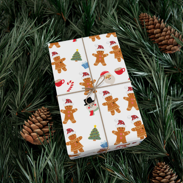 Gingerbread Gift Wrap Paper — Modern Christmas Pattern