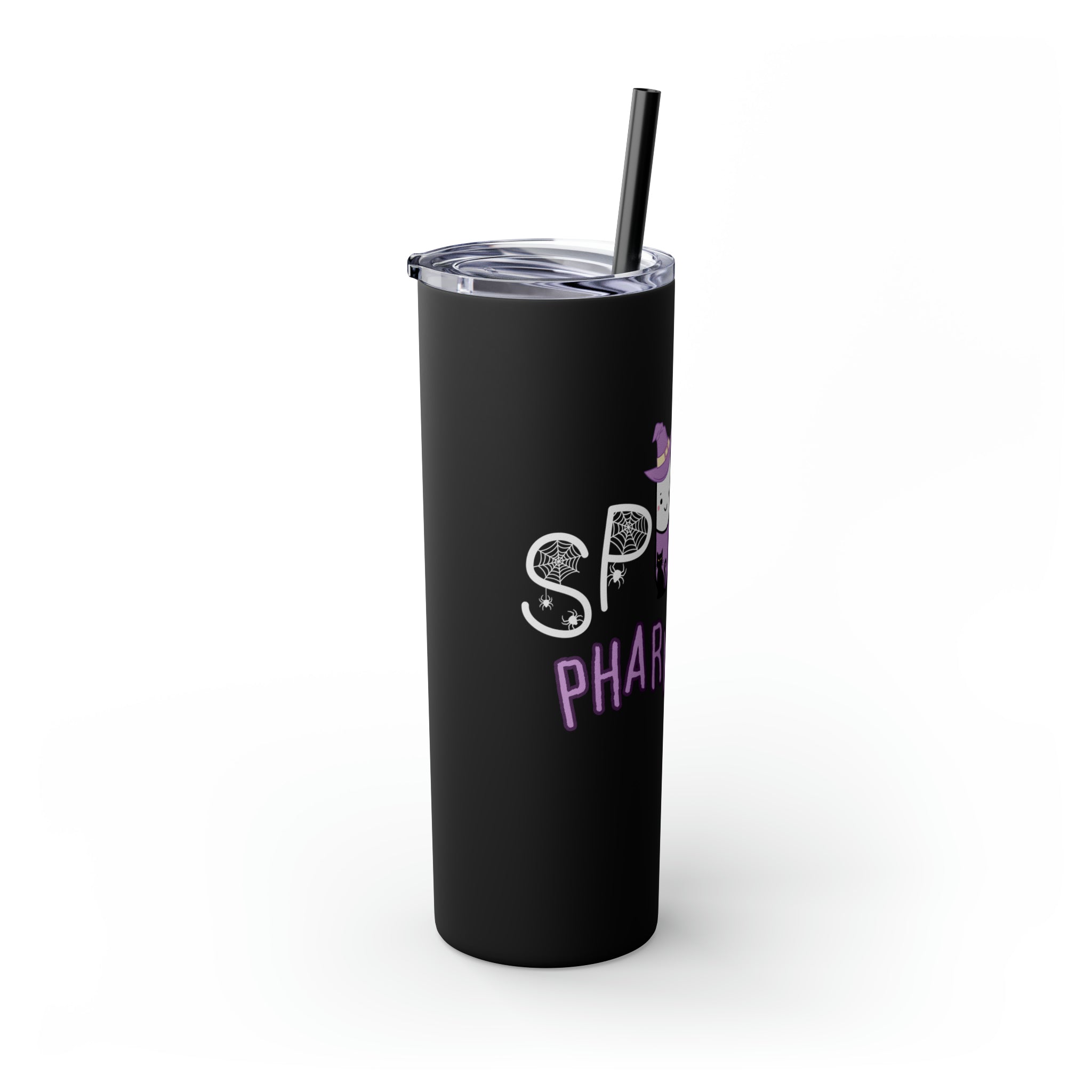 Spooky Pharm Tech "Spider Webs" Skinny Tumbler with Straw, 20oz