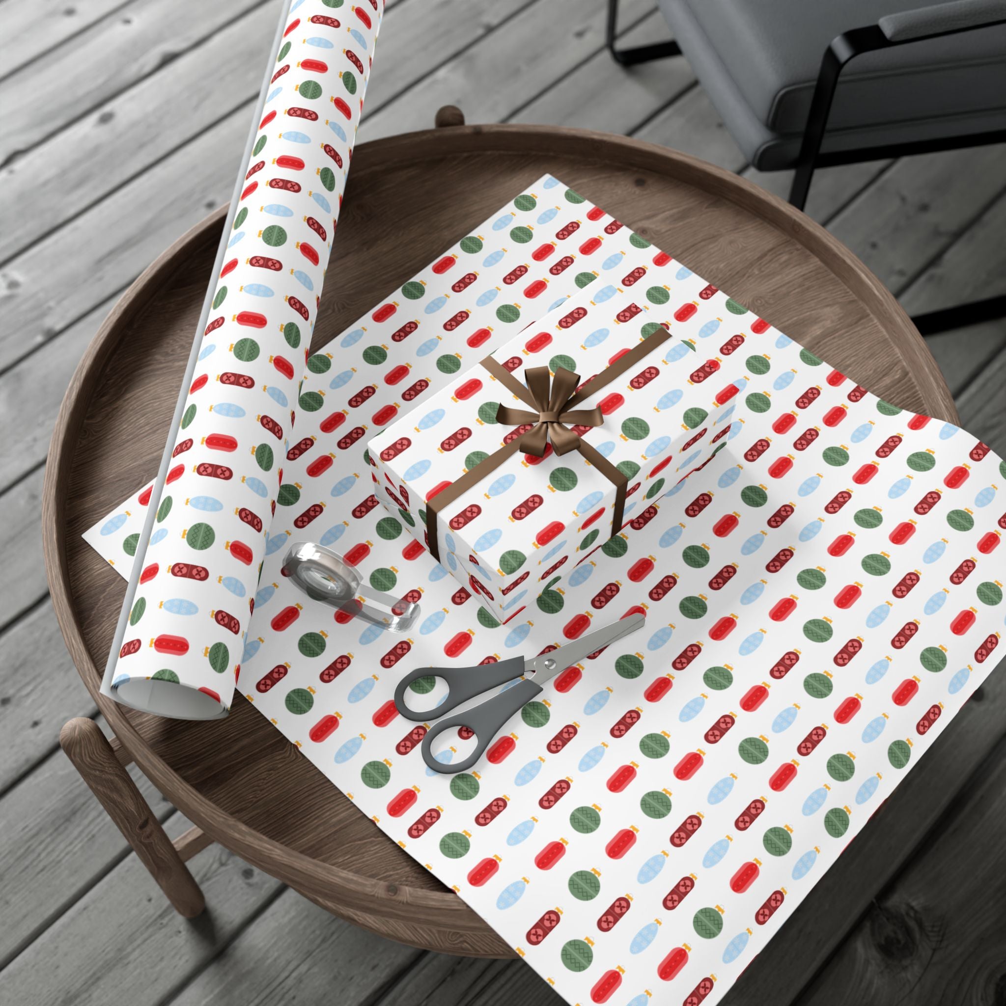 Pill Ornaments Gift Wrap Paper — Modern Christmas Pattern