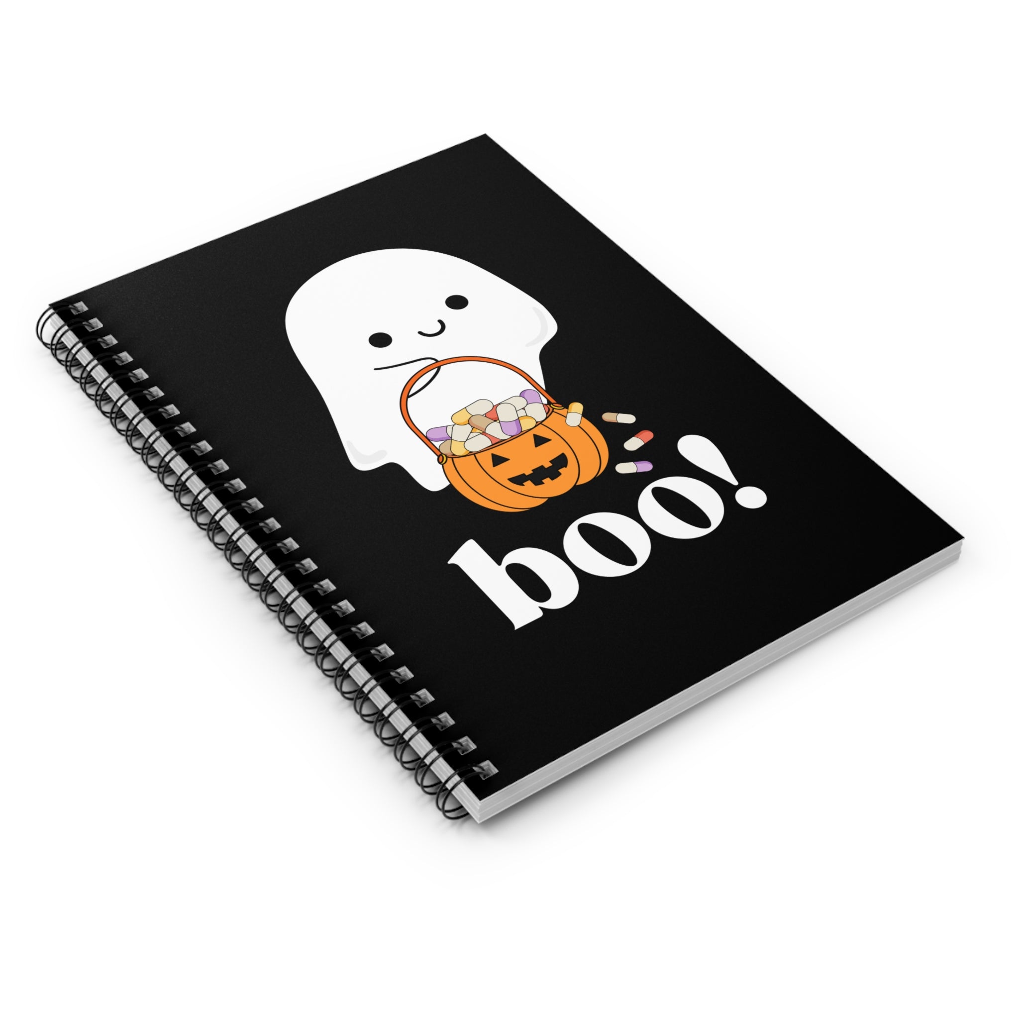 Ghost Trick or Treat "Boo!" Notebook- Black