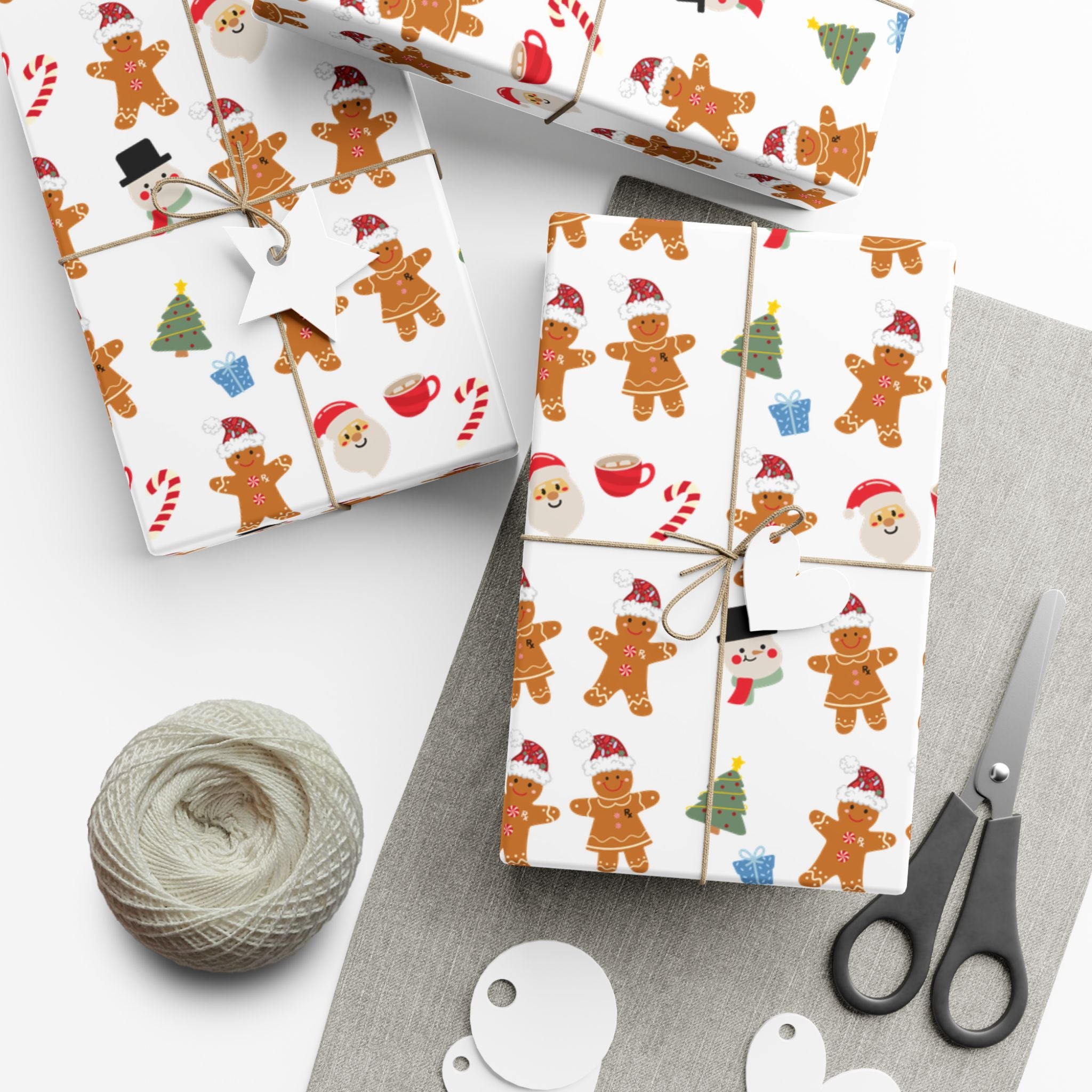 Gingerbread Gift Wrap Paper — Modern Christmas Pattern