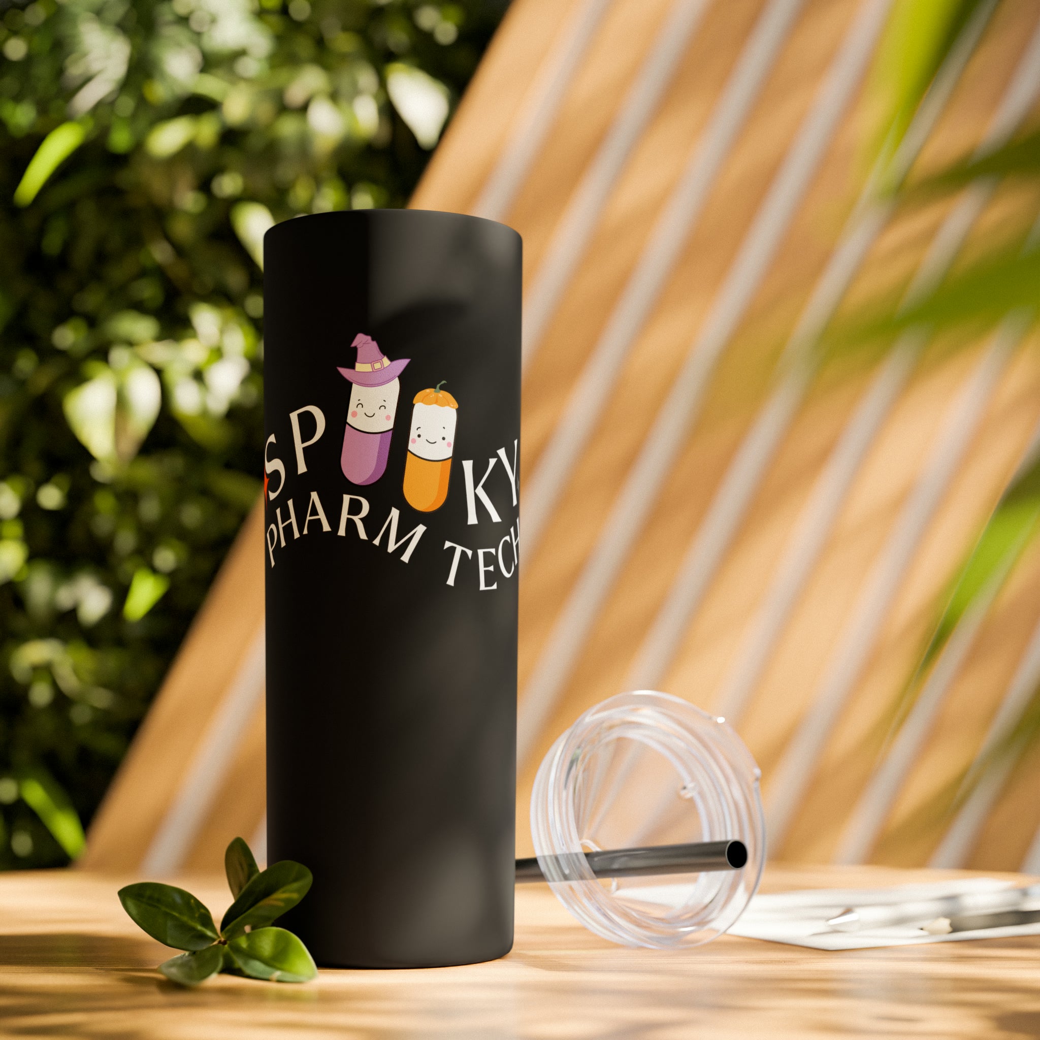 Spooky Pharm Tech Skinny Tumbler with Straw, 20oz