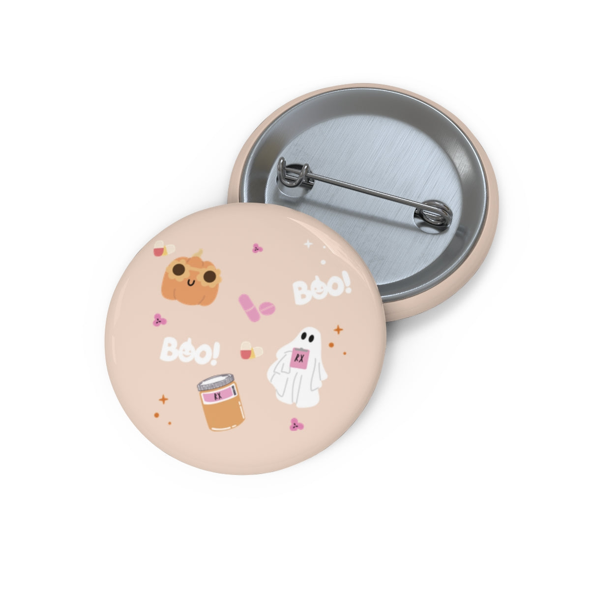 Groovy Rx Ghost & Pumpkin Pattern Pin // Halloween