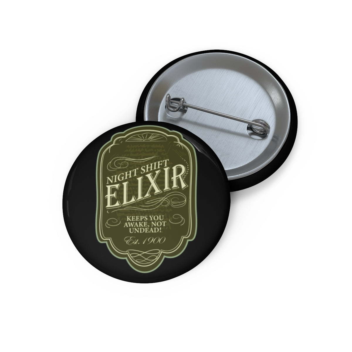 Night Shift Green Pin - Black // Halloween