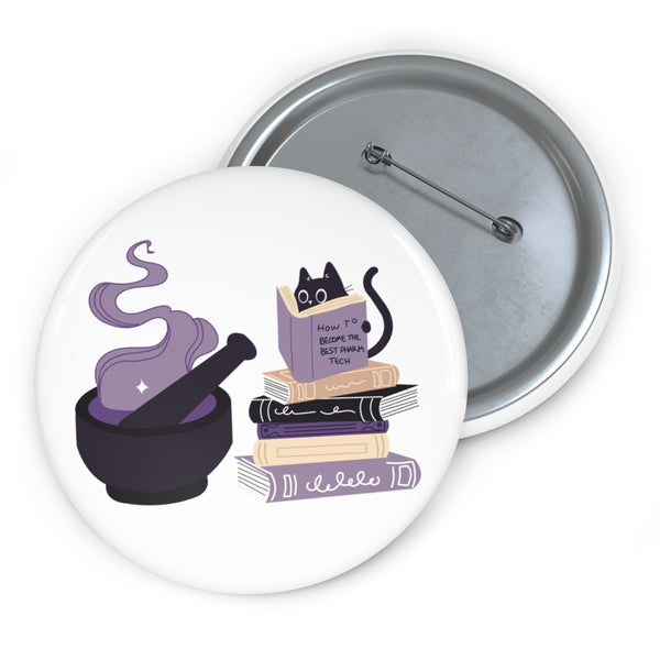 Witchy Pharm Tech Cat Pin // Halloween