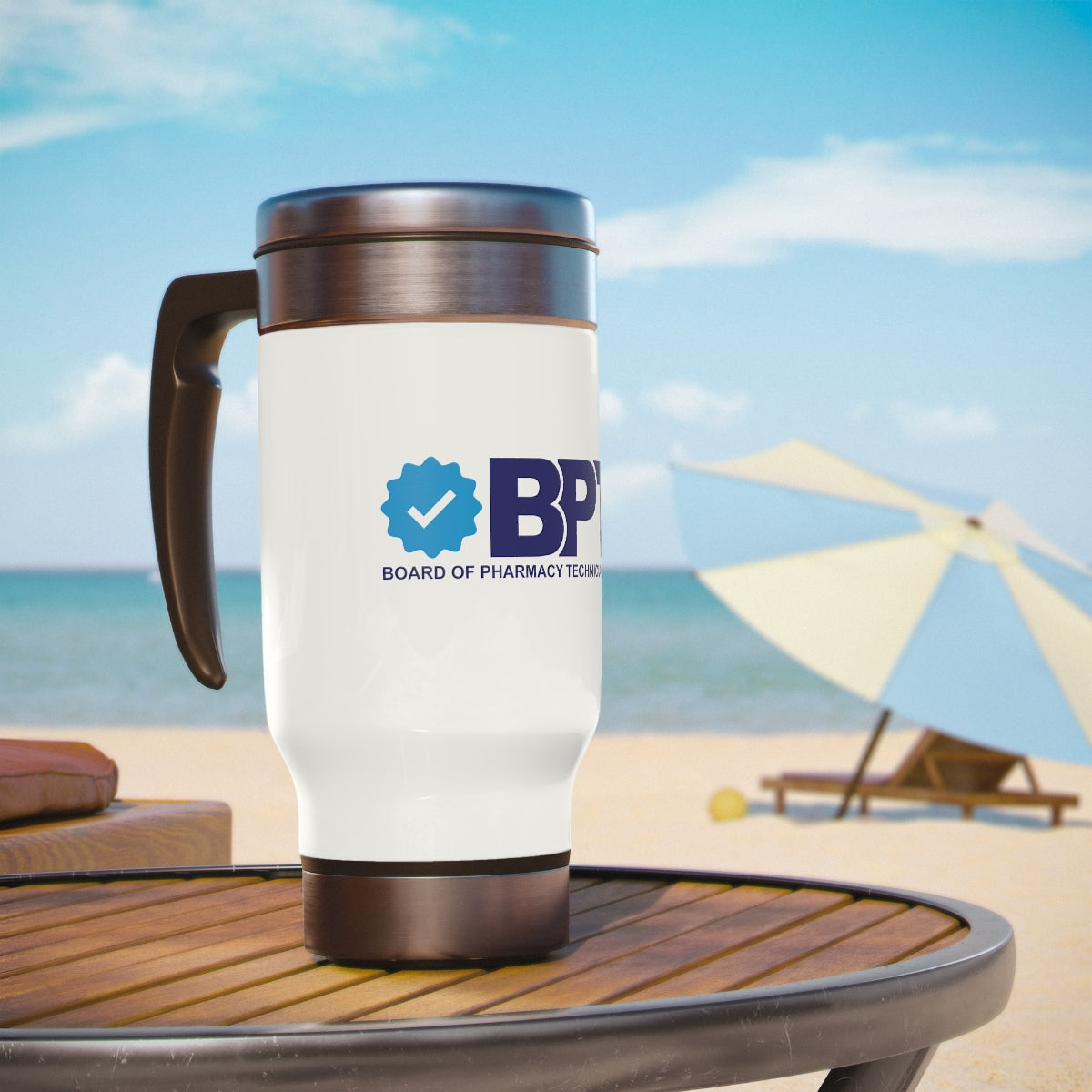Board Of Pharmacy Technician Specialities - V2 Travel Mug with Handle, 14oz