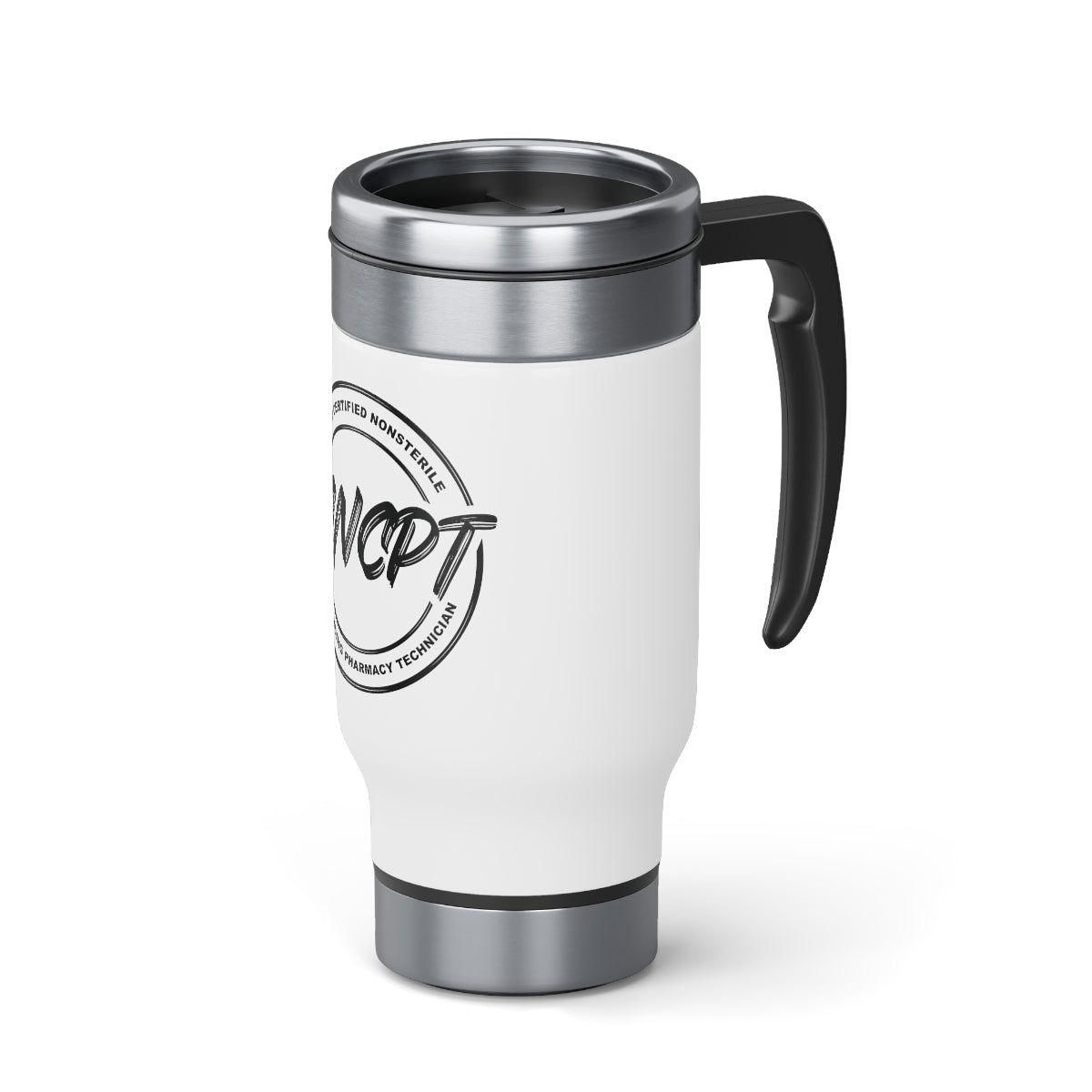 Board Certified Nonsterile Compounding Pharmacy Technician - V2 Travel Mug with Handle, 14oz