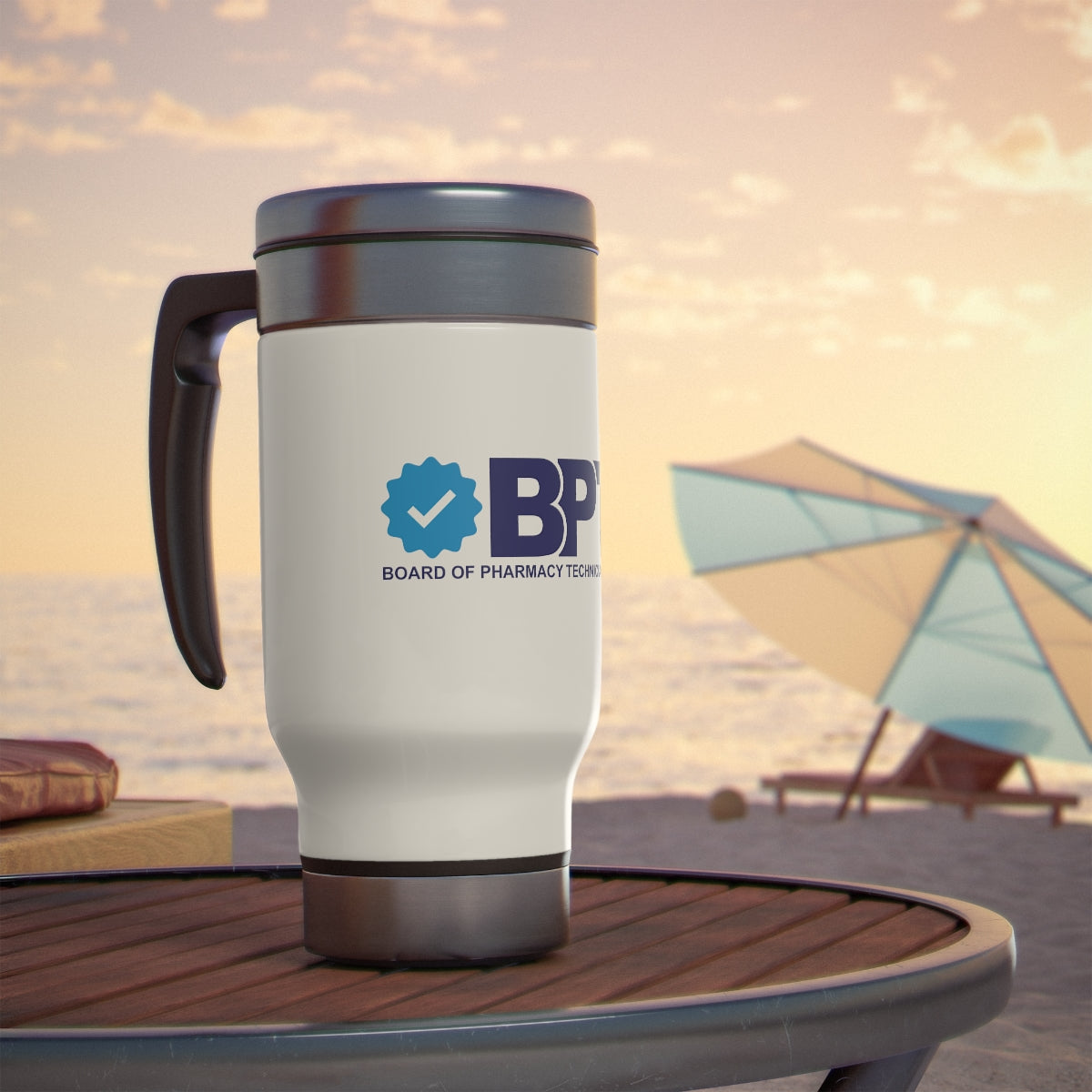 Board Of Pharmacy Technician Specialities - V2 Travel Mug with Handle, 14oz